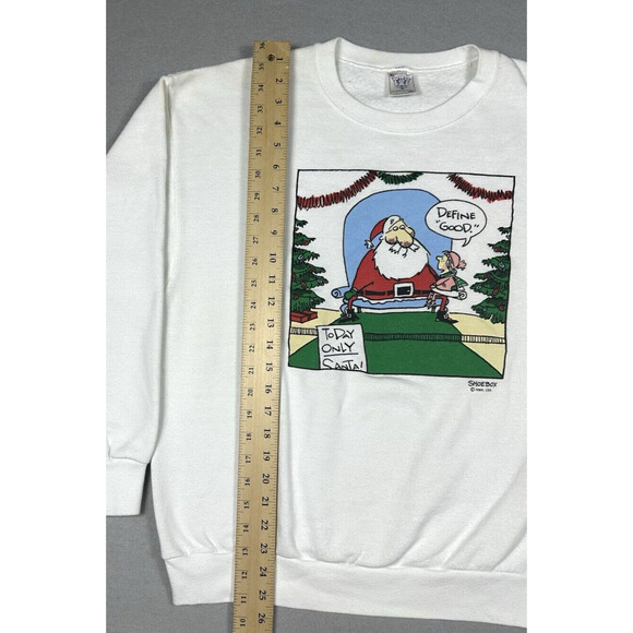 Vintage 90s Santa Christmas Shoebox Sz XL Crewneck Sweatshirt Delta Tag Made USA - Picture 3 of 10